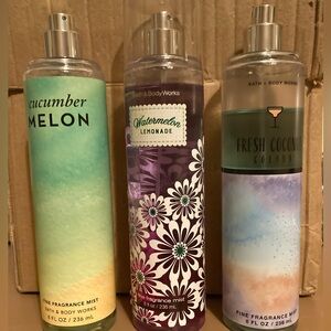 Bath & Body Works Body Spray cucumber melon, watermelon lemonade, fresh coconut